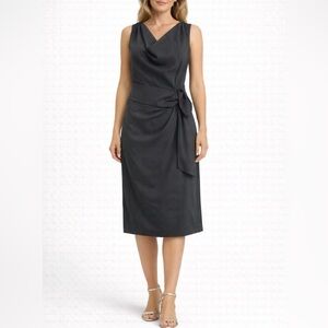 Magaschoni Charcoal Grey Wool Midi Dress - Size 6